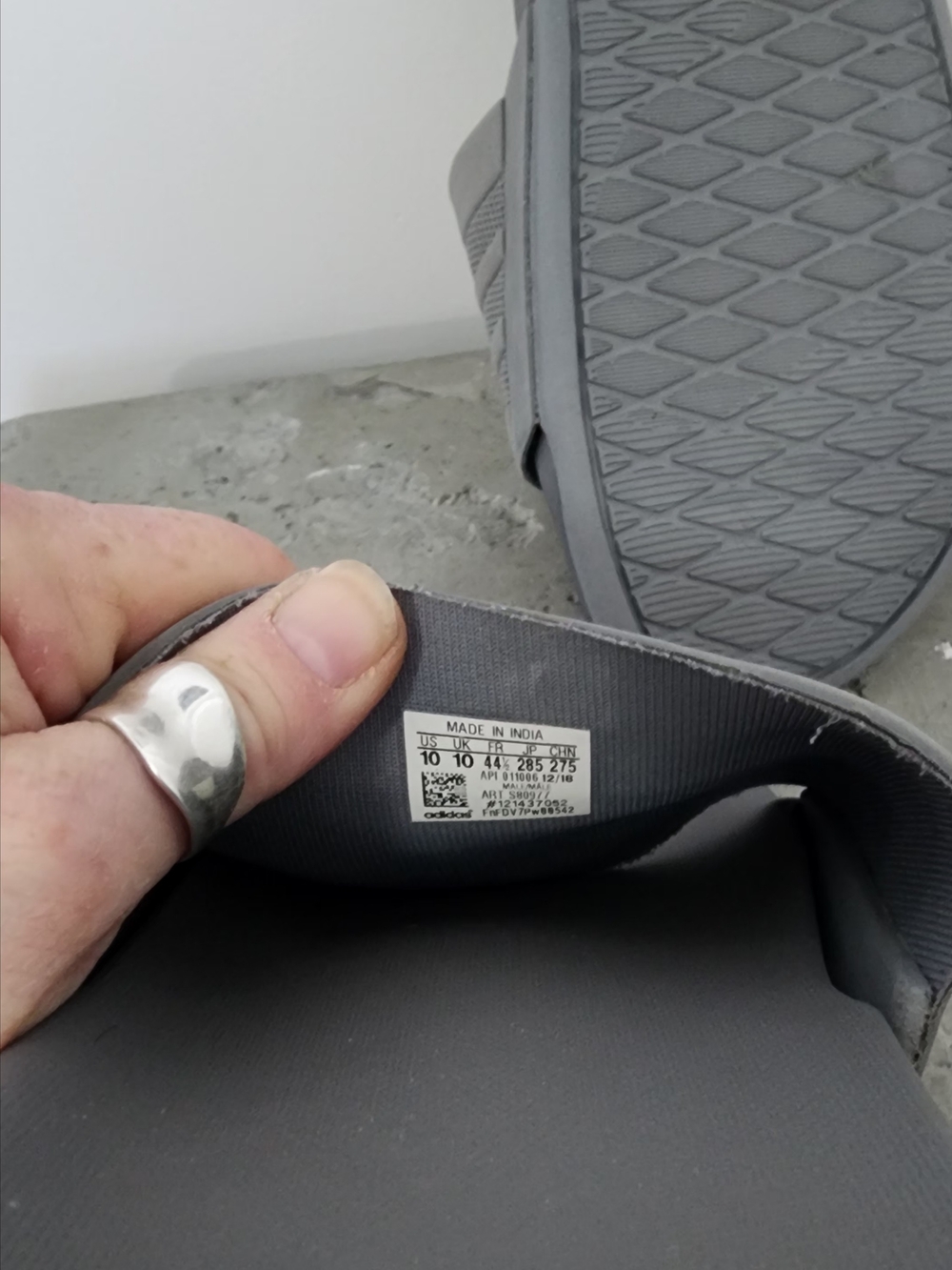 adidas Grey Slide Sandals with Textured Straps - Picture 3 of 3